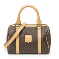 Celine Mini Boston Brown Beige Macadam Canvas Messenger