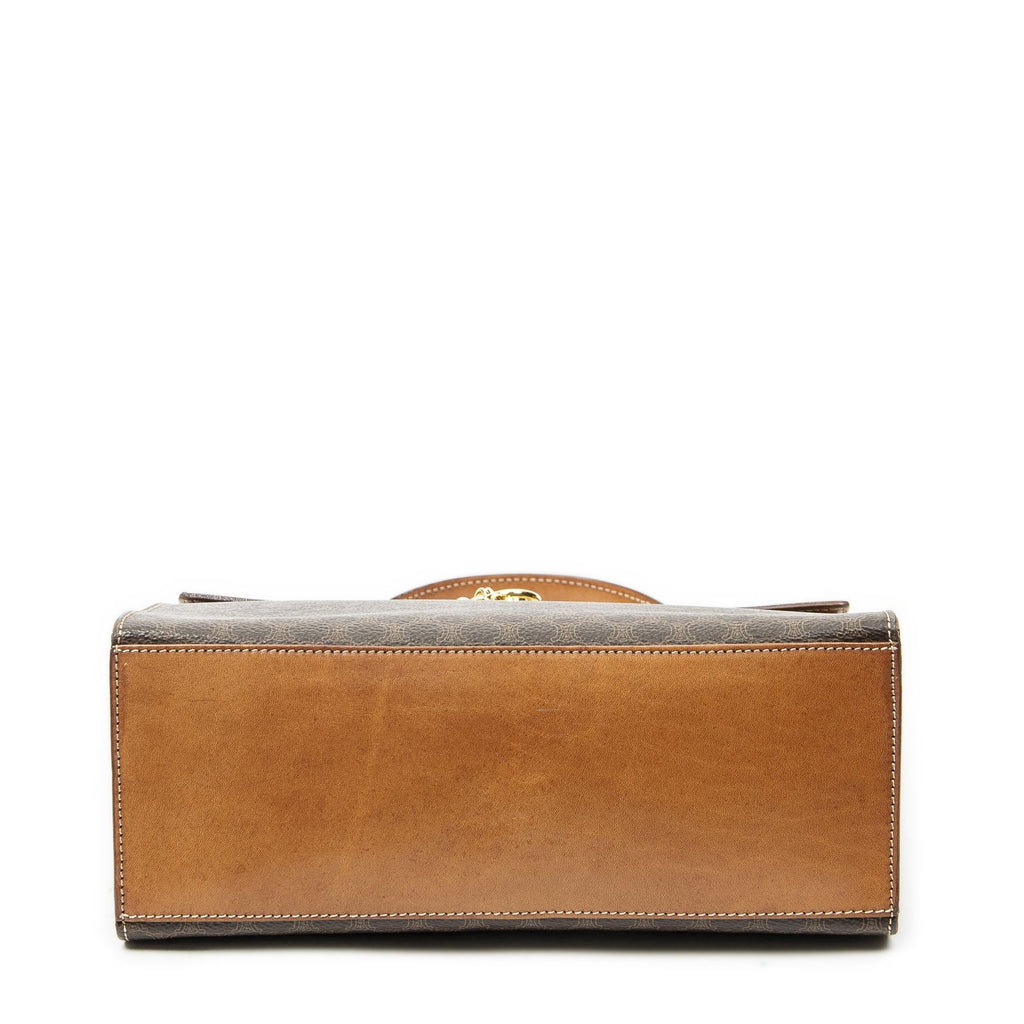Celine Vintage Top Handle Flap Brown Macadam Canvas — view 6