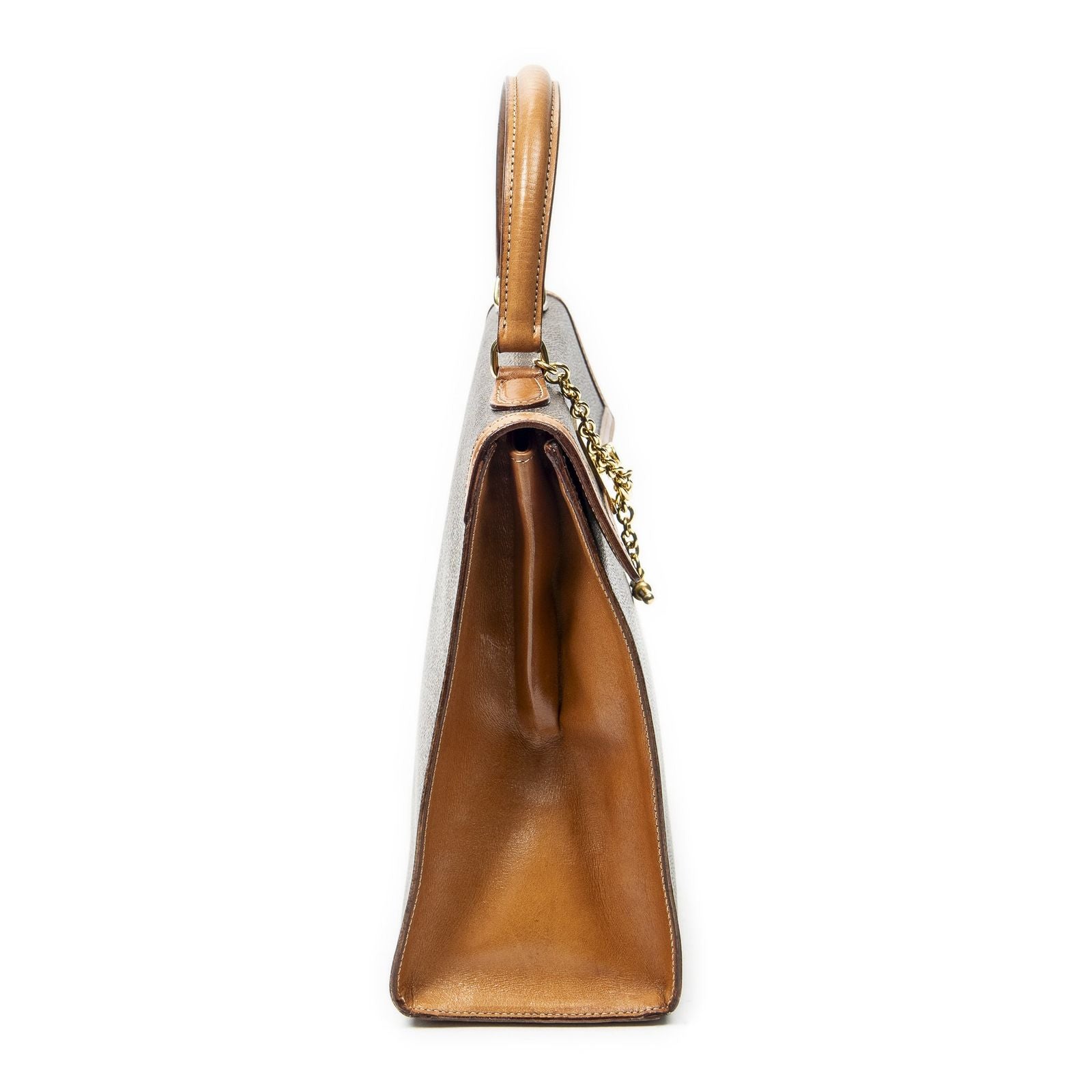 Celine Vintage Top Handle Flap Brown Macadam Canvas — view 4