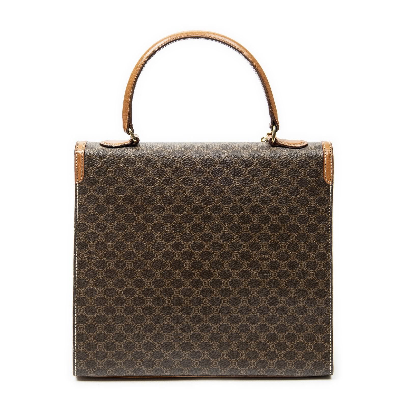 Celine Vintage Top Handle Flap Brown Macadam Canvas — view 5