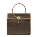 Celine Vintage Top Handle Flap Brown Macadam Canvas