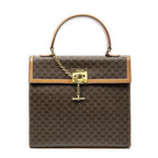 Celine Vintage Top Handle Flap Brown Macadam Canvas