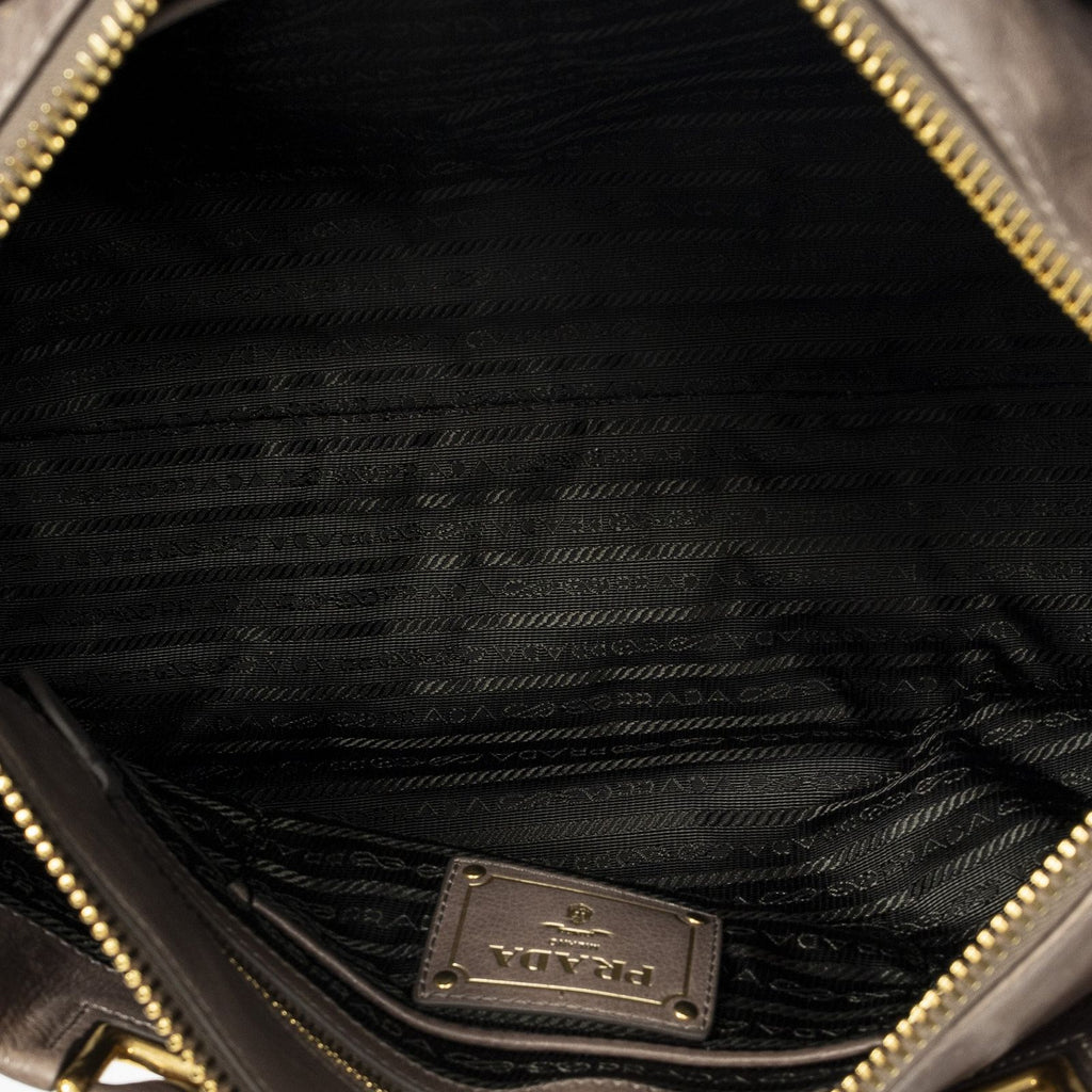 Prada Slip Pocket Soft Boston Light Brown Vitello Luxe Messenger — view 9