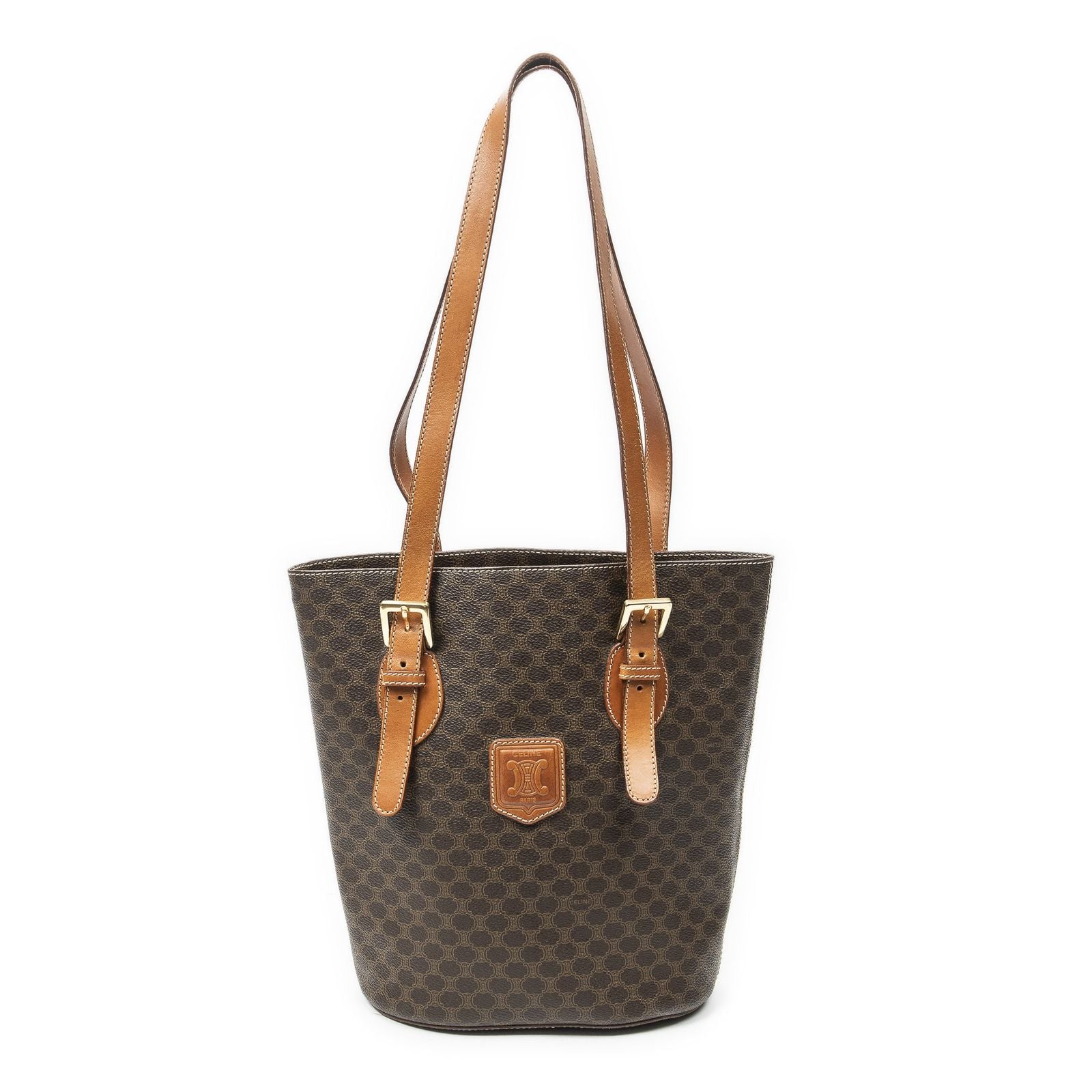 Celine Vintage Bucket Tote Brown Macadam Canvas