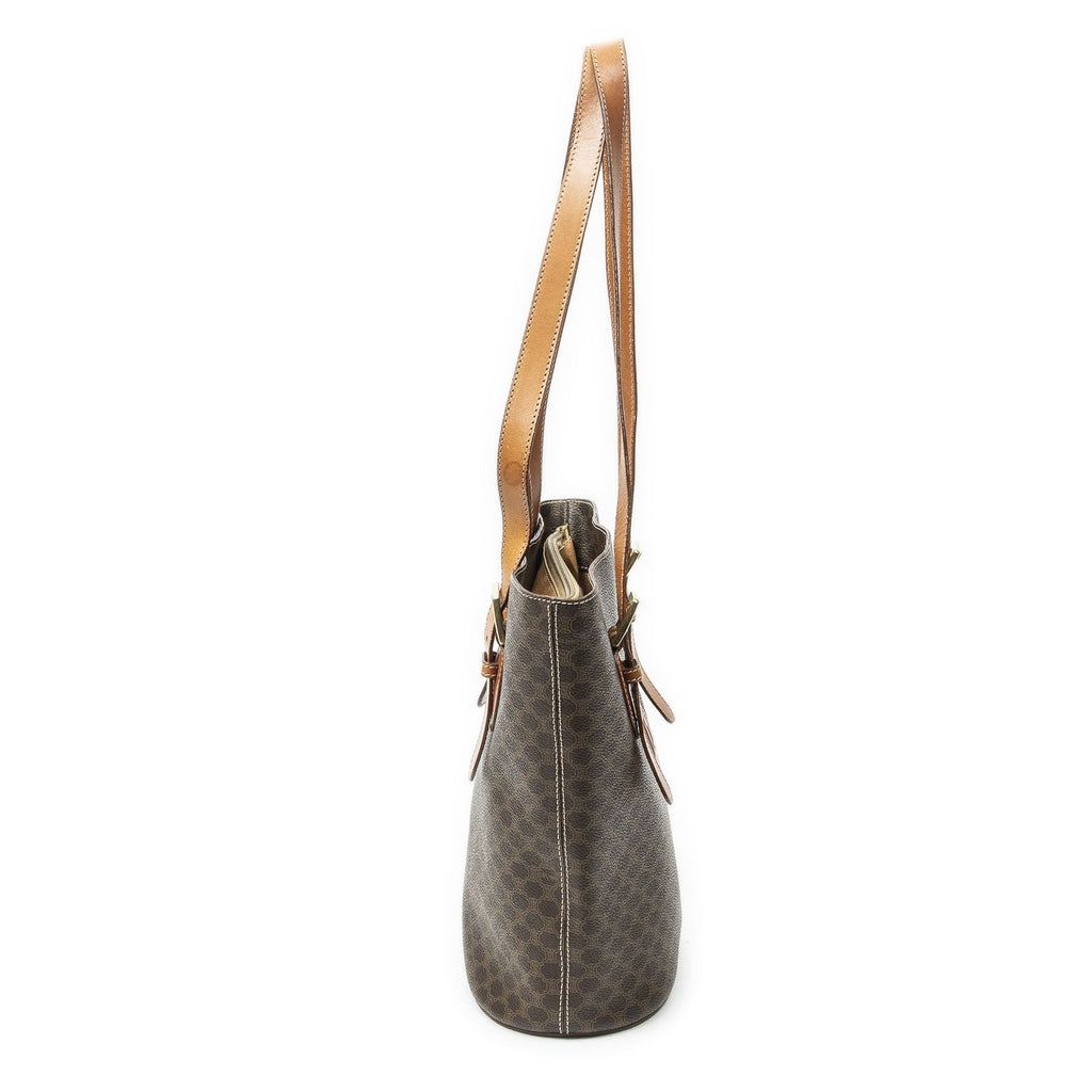 Celine Vintage Bucket Tote Brown Macadam Canvas — view 4