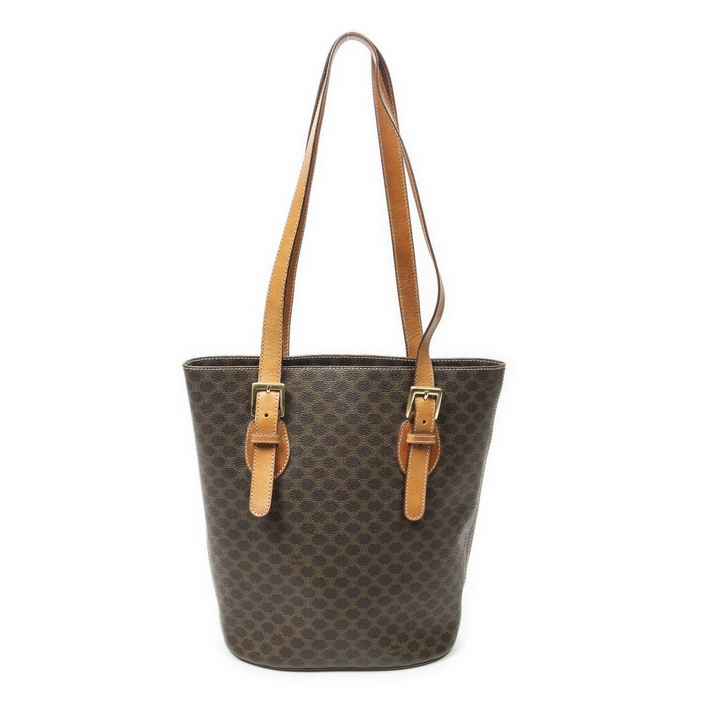 Celine Vintage Bucket Tote Brown Macadam Canvas — view 5