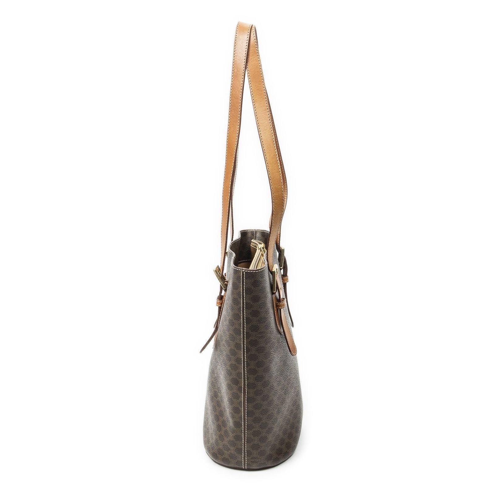 Celine Vintage Bucket Tote Brown Macadam Canvas — view 3