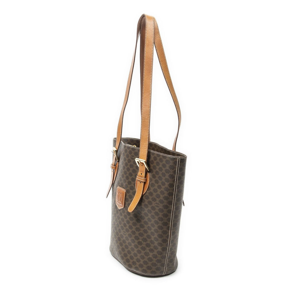 Celine Vintage Bucket Tote Brown Macadam Canvas — view 2