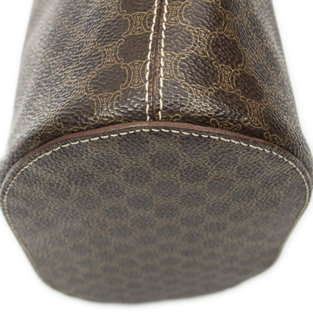 Celine Vintage Bucket Tote Brown Macadam Canvas — view 8