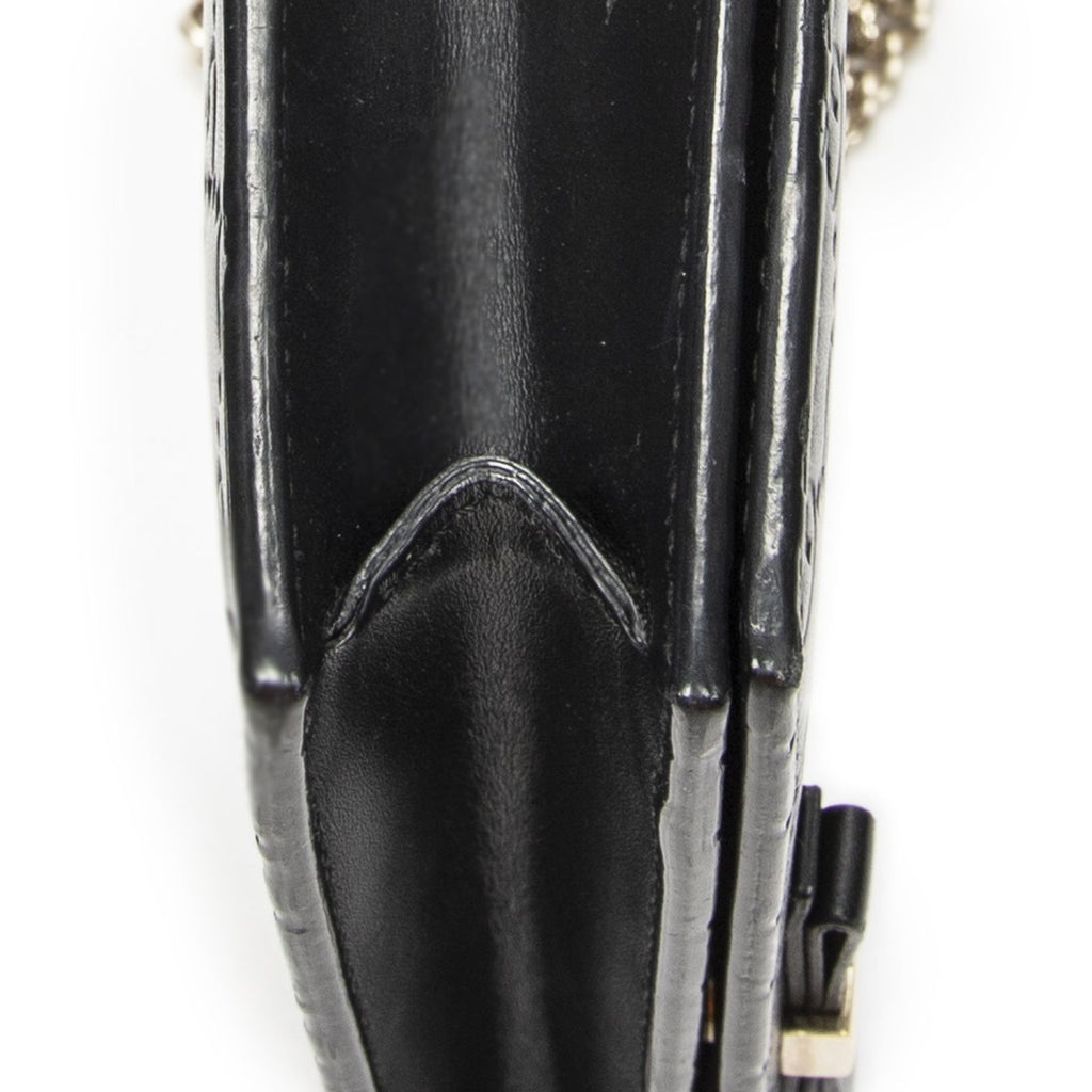 Gucci Signature Bow Chain Wallet Black Guccissima — view 7