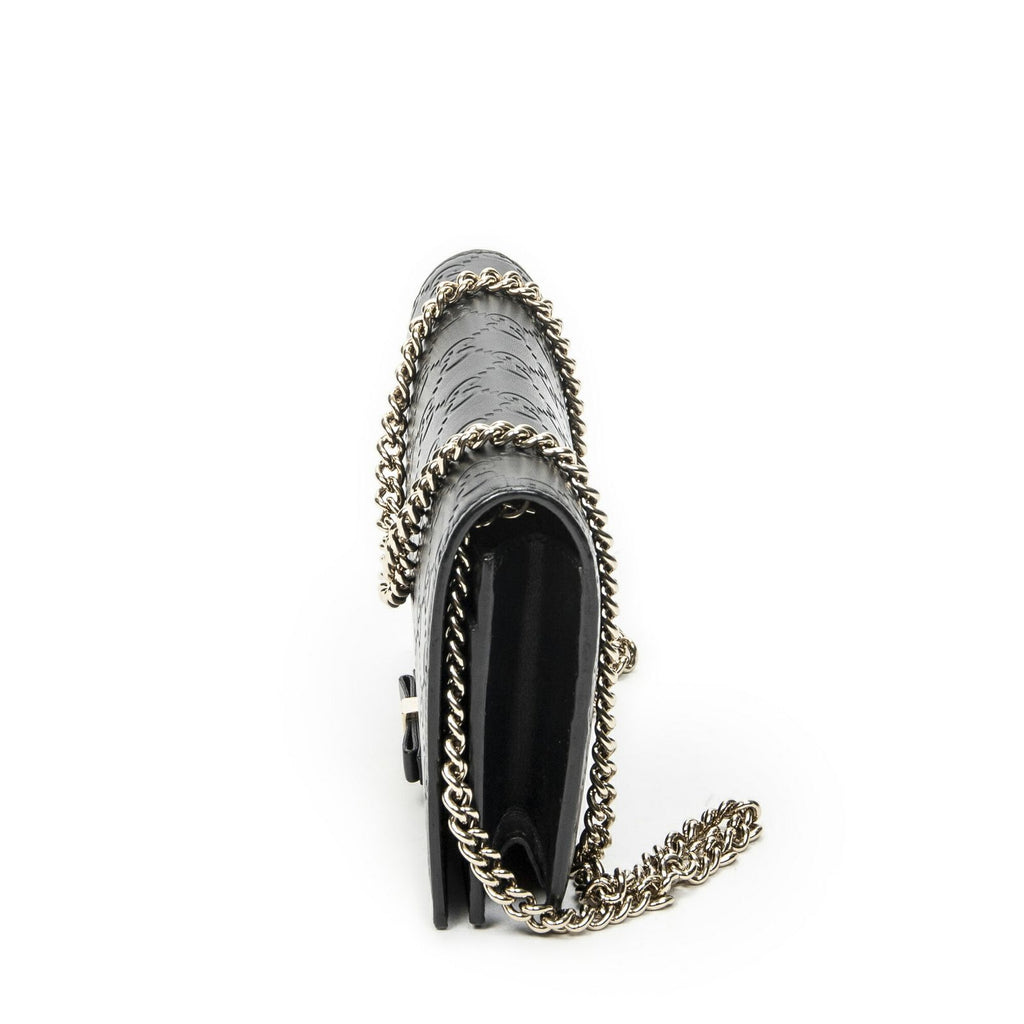Gucci Signature Bow Chain Wallet Black Guccissima — view 3