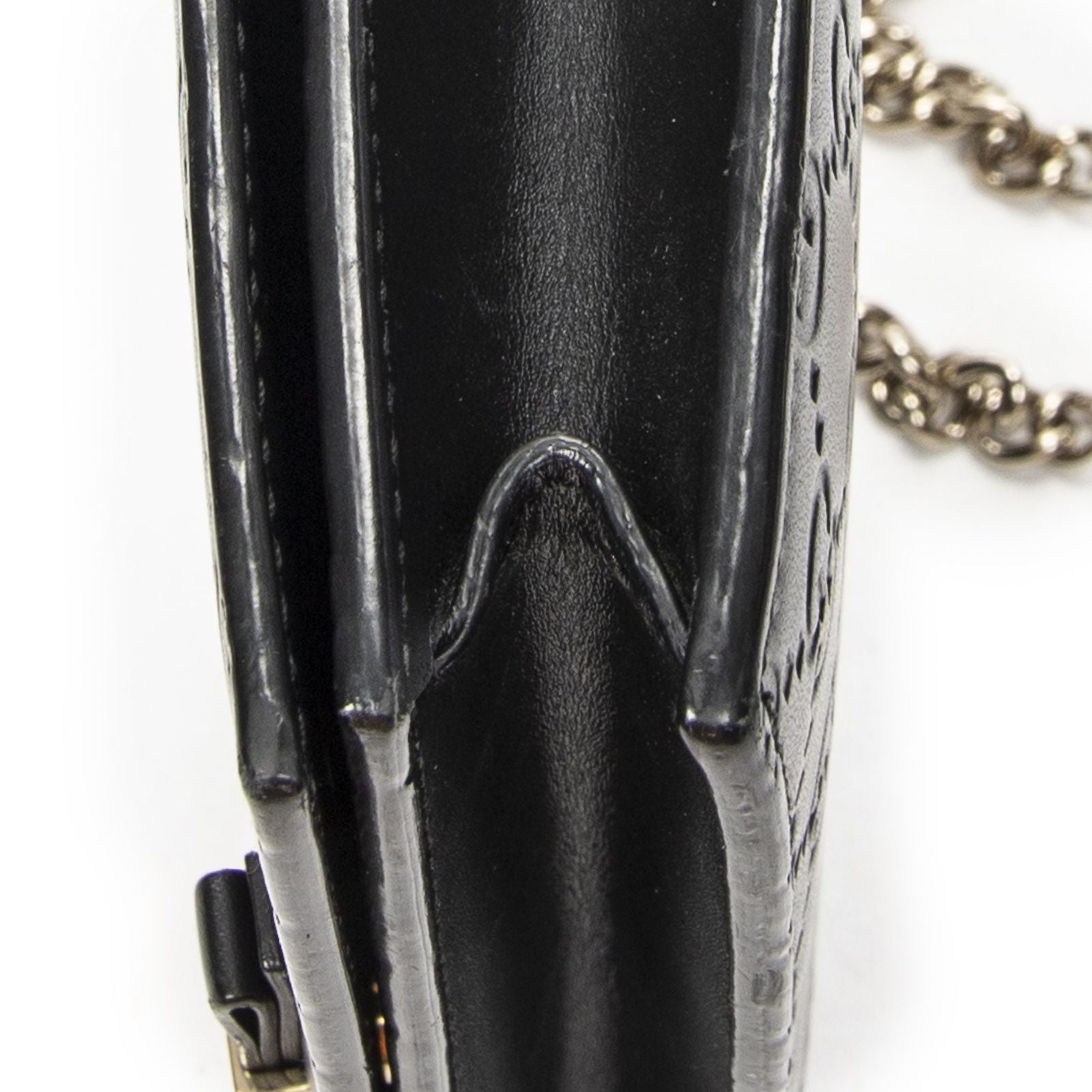 Gucci Signature Bow Chain Wallet Black Guccissima — view 8