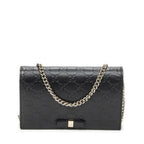 Gucci Signature Bow Chain Wallet Black Guccissima