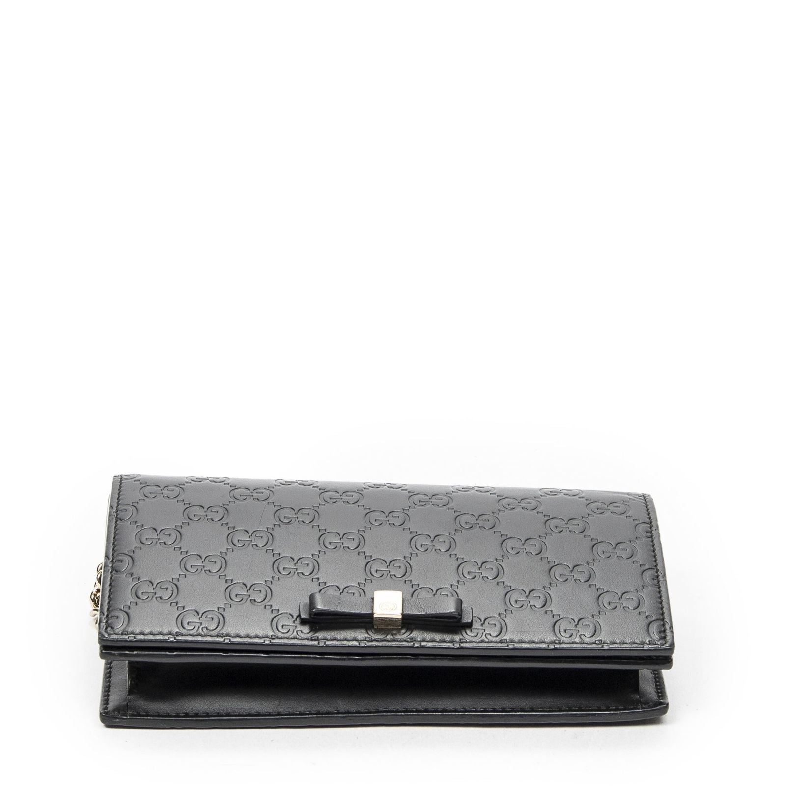 Gucci Signature Bow Chain Wallet Black Guccissima — view 6
