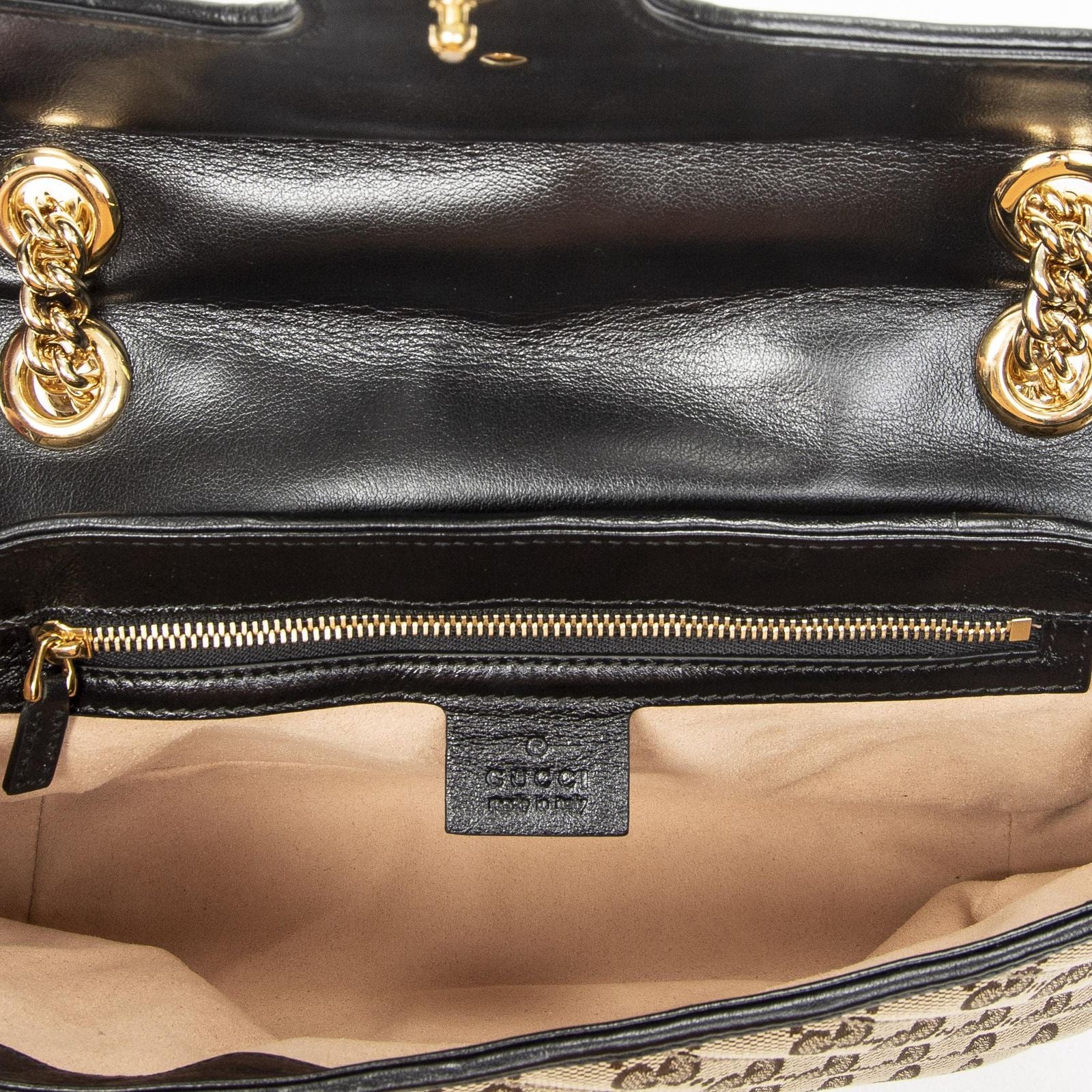 Gucci Medium GG Marmont Flap Beige Black Matelasse Canvas — view 9