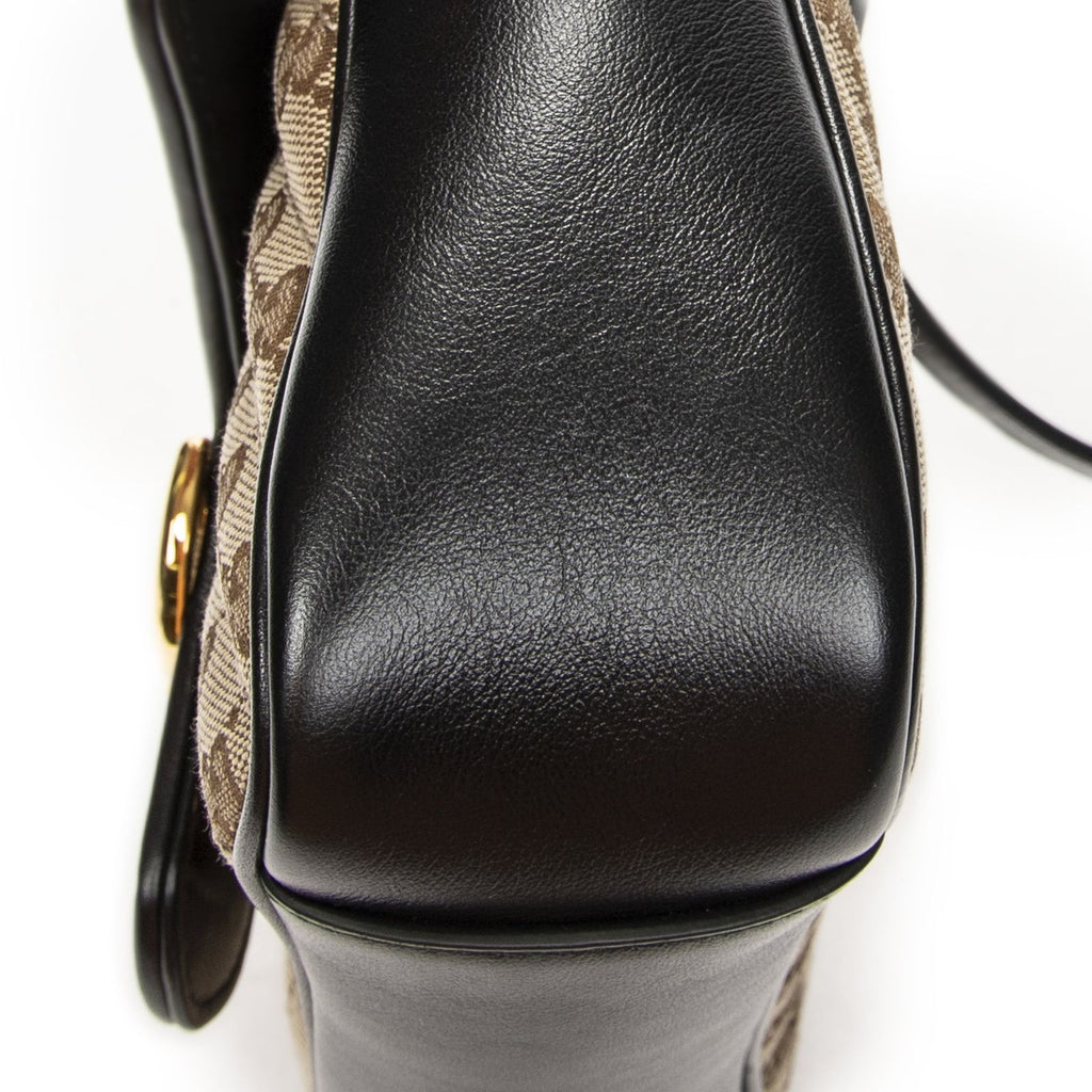 Gucci Medium GG Marmont Flap Beige Black Matelasse Canvas — view 8