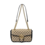 Gucci Medium GG Marmont Flap Beige Black Matelasse Canvas
