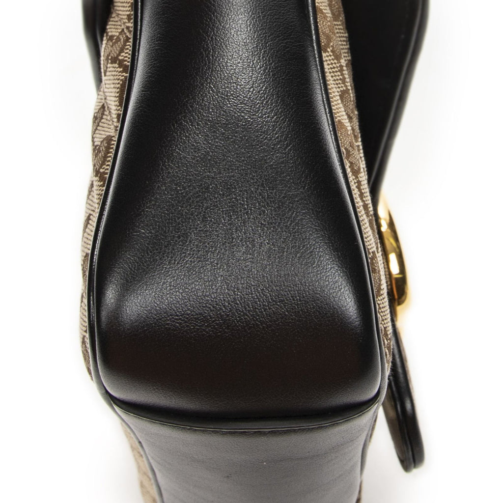 Gucci Medium GG Marmont Flap Beige Black Matelasse Canvas — view 7