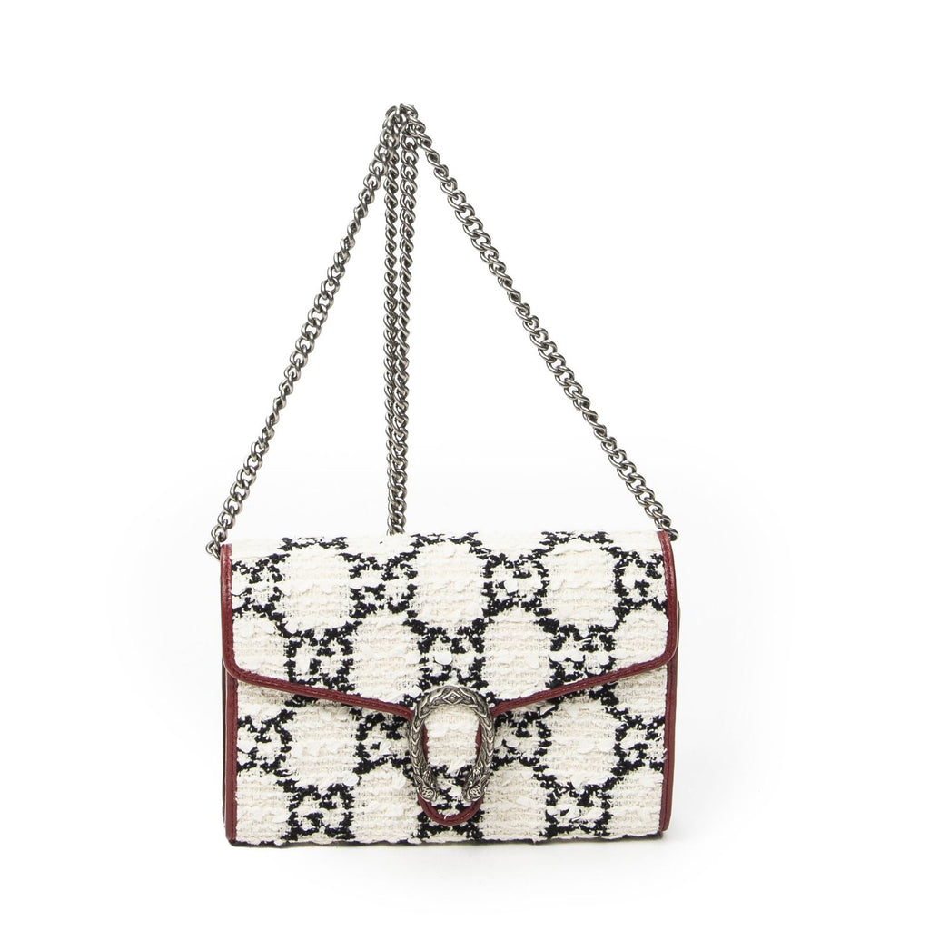 Gucci Dionysus Chain Wallet Ivory Red Tweed