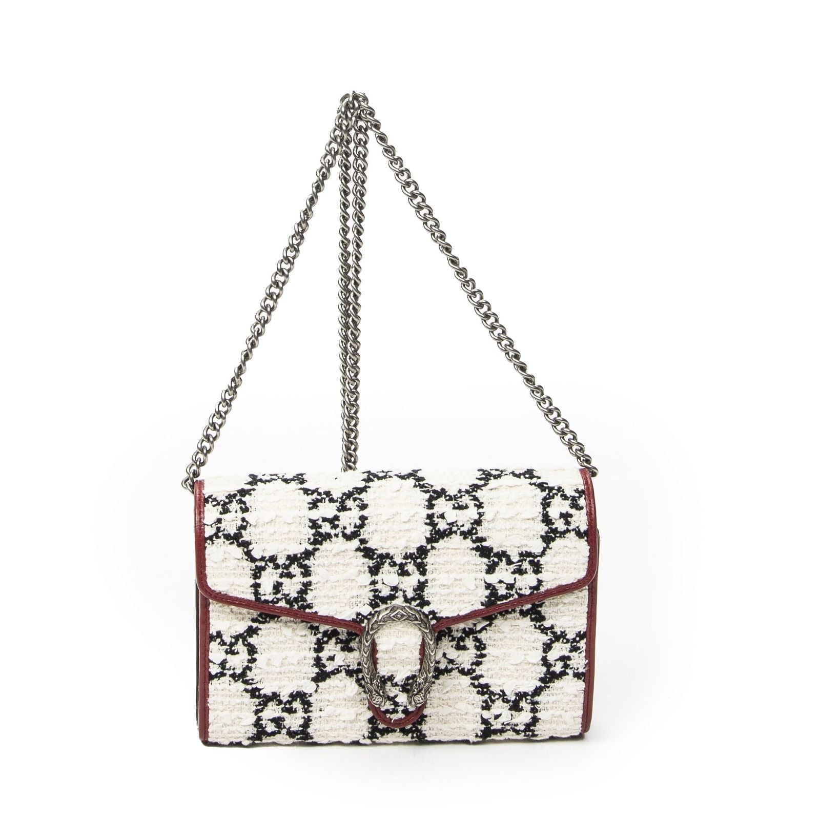 Gucci Dionysus Chain Wallet Ivory Red Tweed
