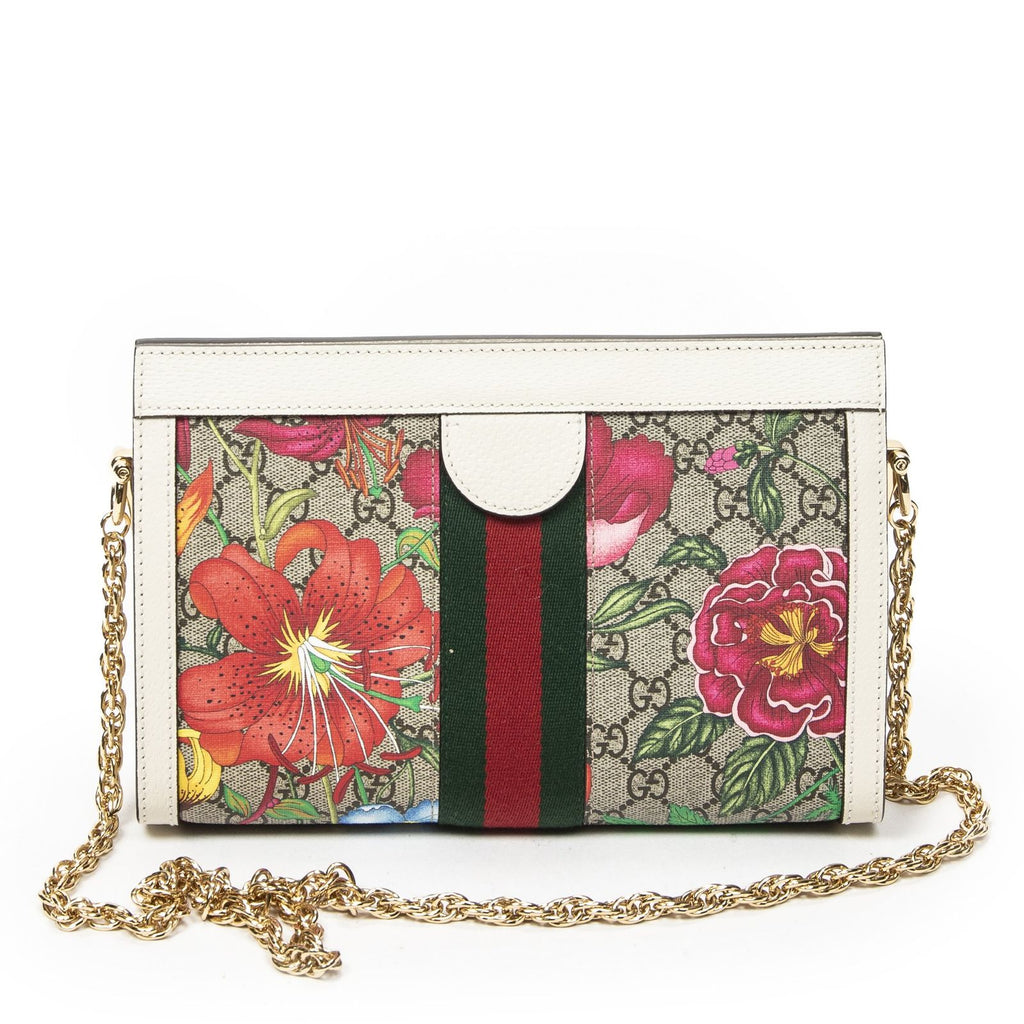 Gucci Small GG Ophidia Beige Ivory Floral Print Supreme Canvas Messenger — view 5