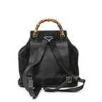 Gucci Large Bamboo Backpack Black Suede Leather — view 5