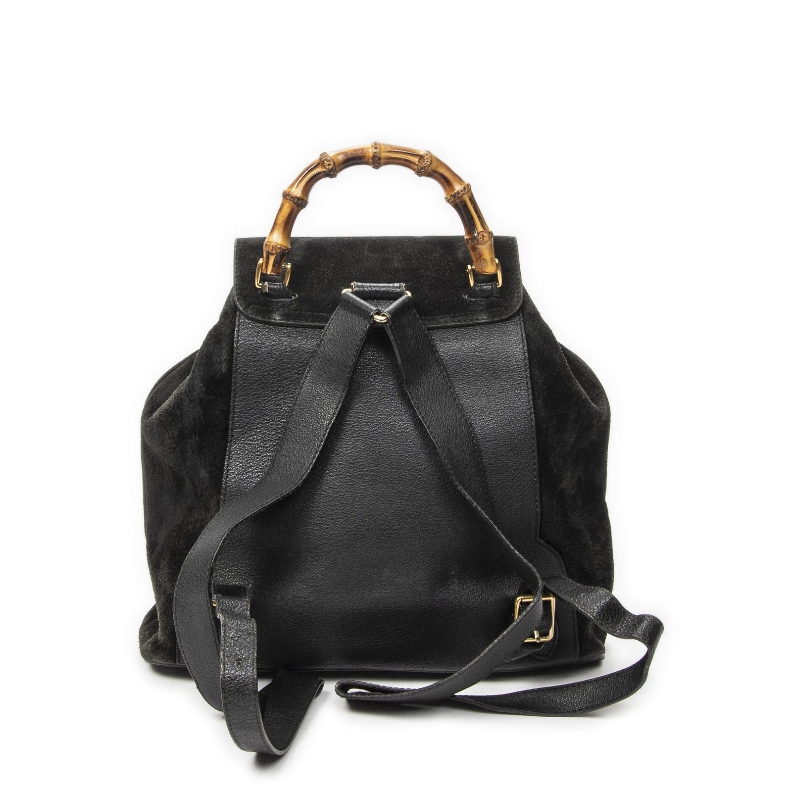 Gucci Large Bamboo Backpack Black Suede Leather — view 5