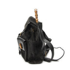 Gucci Large Bamboo Backpack Black Suede Leather — view 3