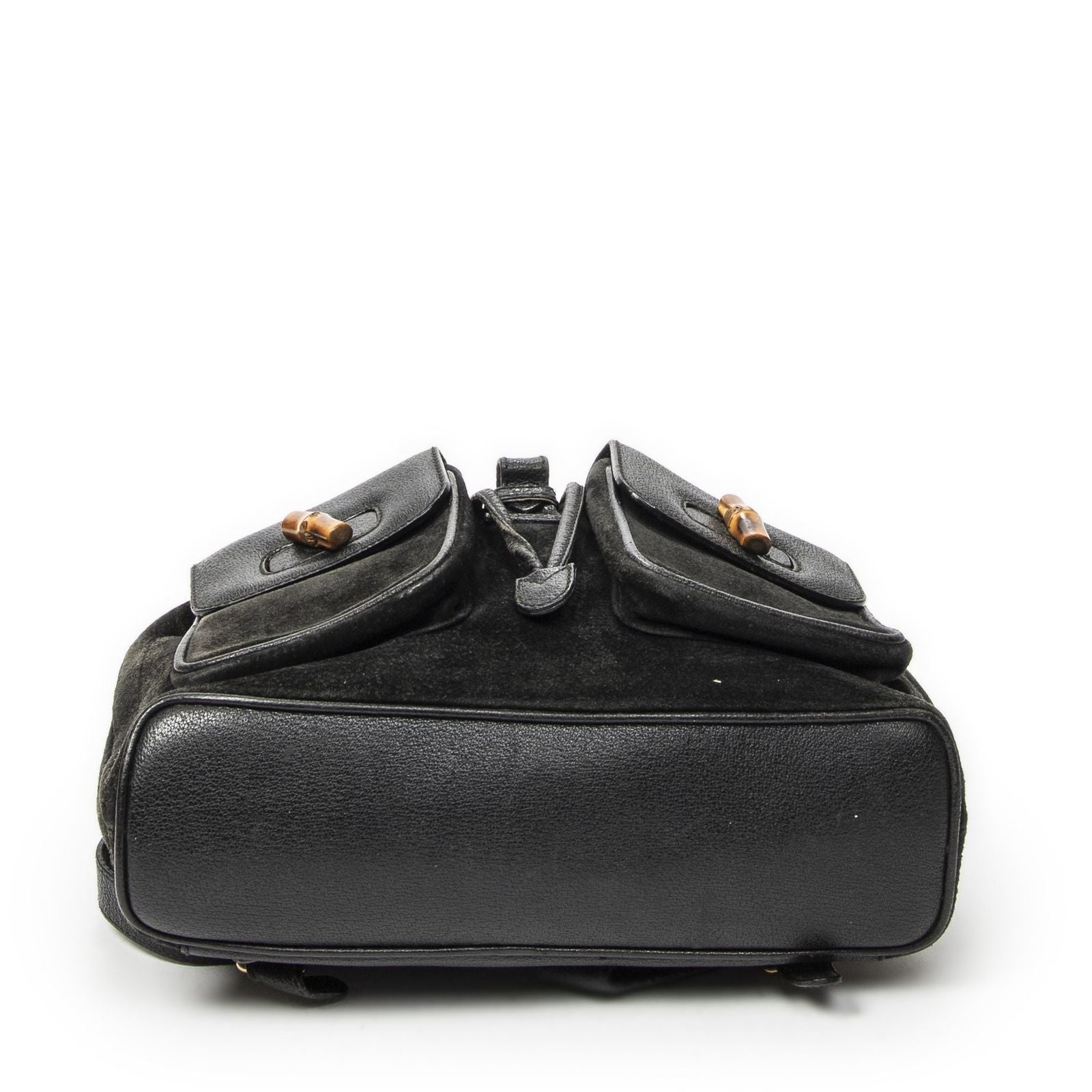 Gucci Large Bamboo Backpack Black Suede Leather — view 6