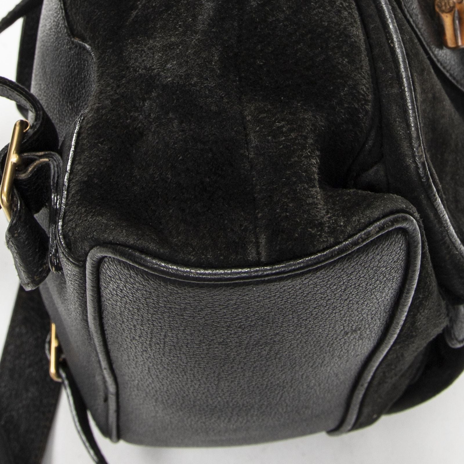 Gucci Large Bamboo Backpack Black Suede Leather — view 7