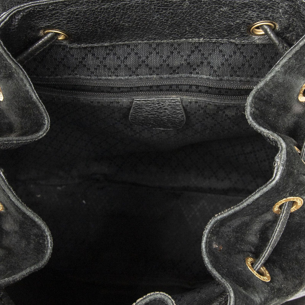 Gucci Large Bamboo Backpack Black Suede Leather — view 9