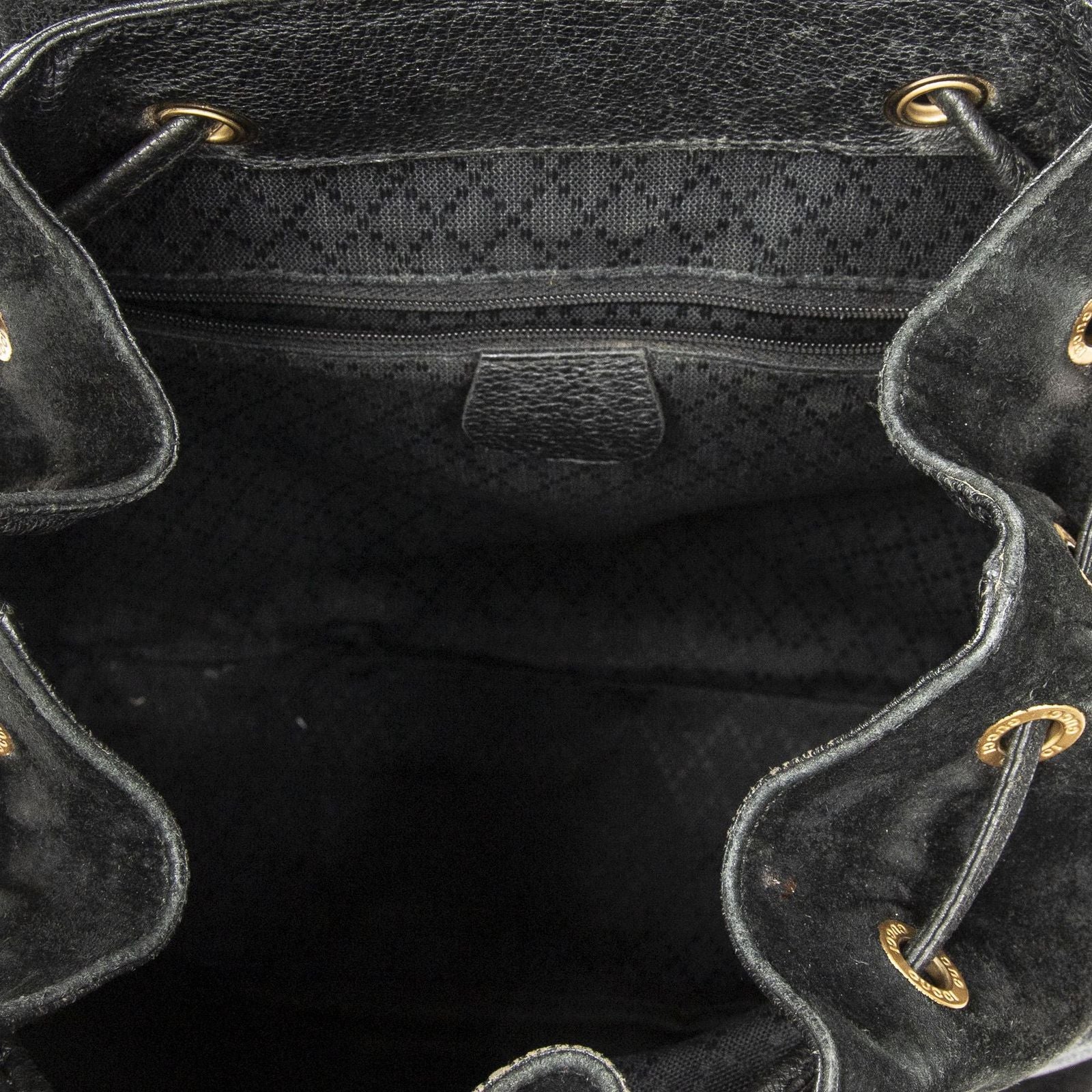 Gucci Large Bamboo Backpack Black Suede Leather — view 9