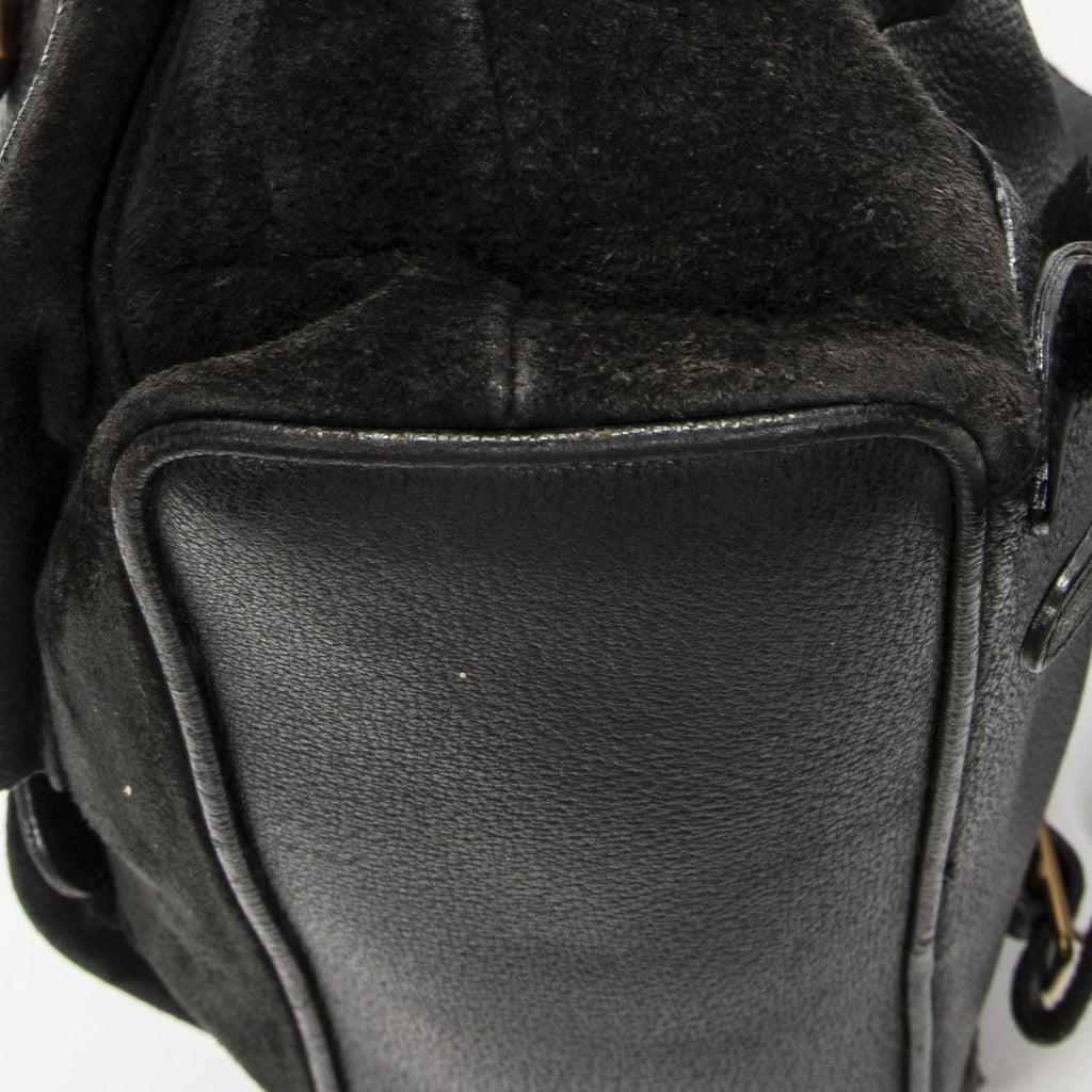 Gucci Large Bamboo Backpack Black Suede Leather — view 8