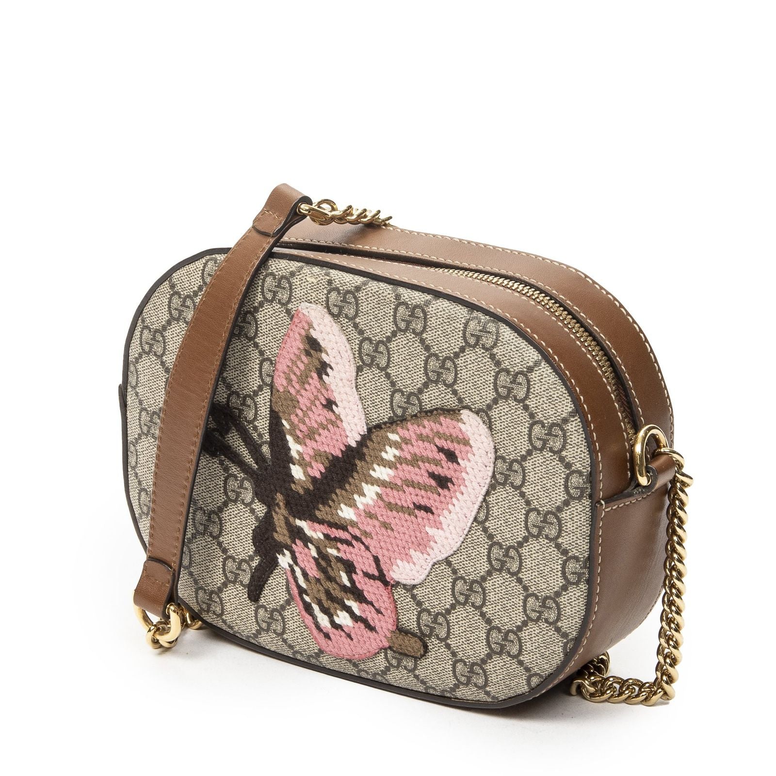 Gucci Chain Shoulder Beige Brown Tiger Embroidery Supreme Canvas Messenger — view 2