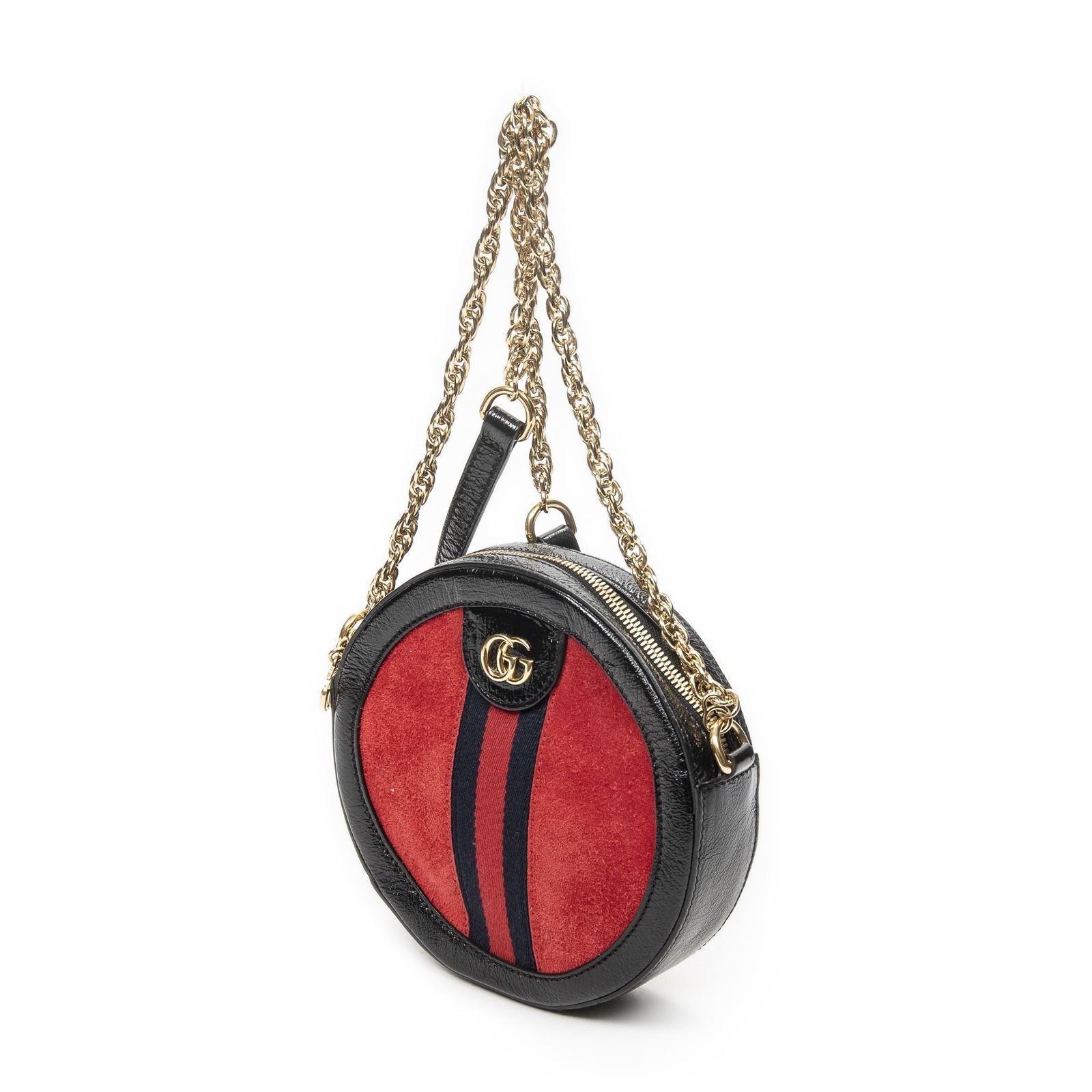 Gucci Mini Web Ophidia Crossbody Red Black Suede Leather — view 2