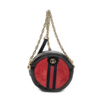Gucci Mini Web Ophidia Crossbody Red Black Suede Leather