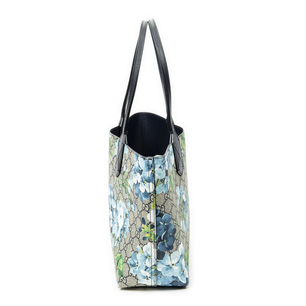 Gucci Blooms Reversible Tote Blue Gray Navy Muse Supreme Canvas — view 4