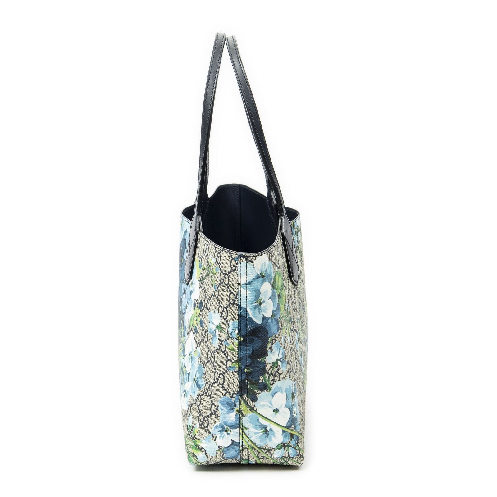 Gucci Blooms Reversible Tote Blue Gray Navy Muse Supreme Canvas — view 3