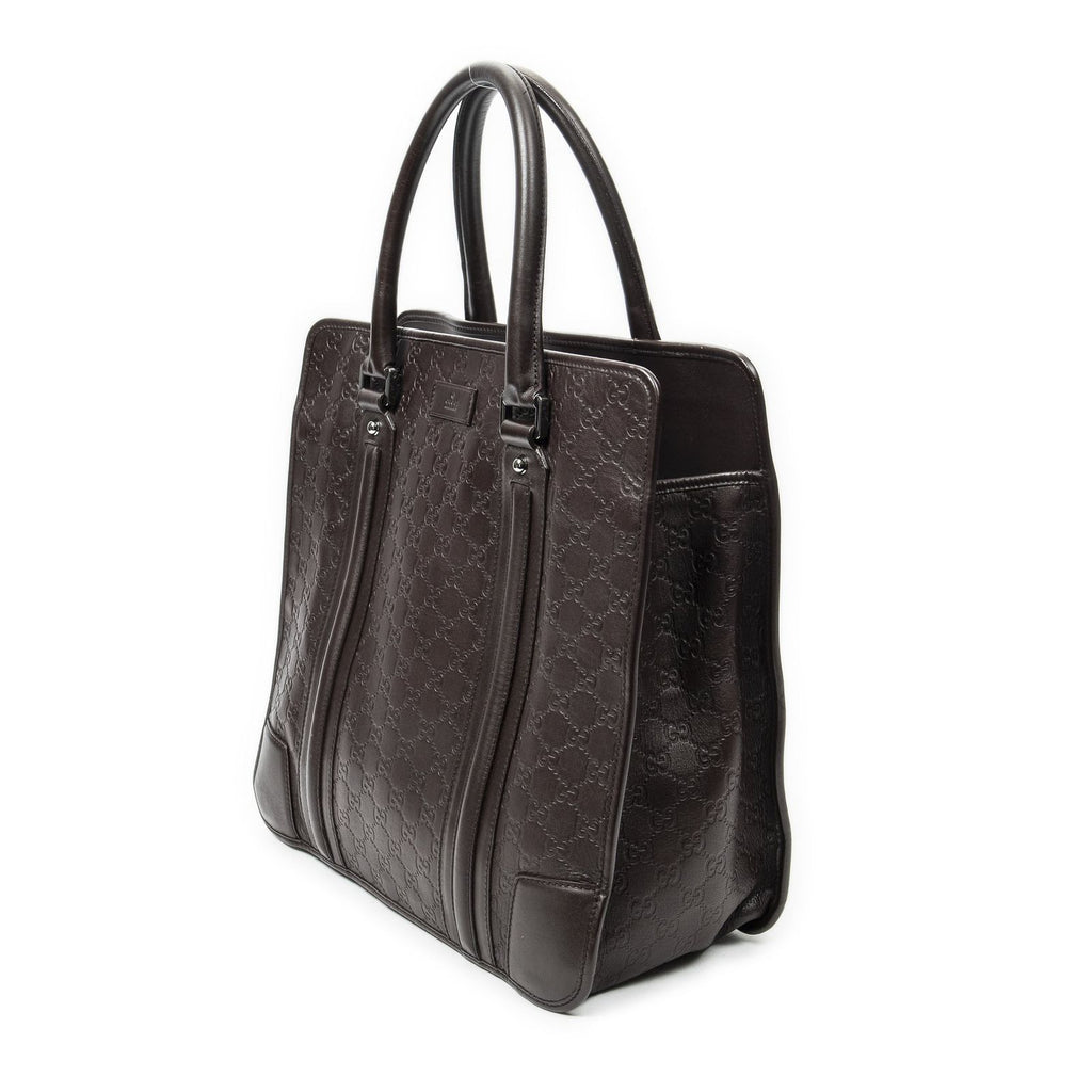 Gucci Large Document Tote Dark Brown Guccissima — view 2
