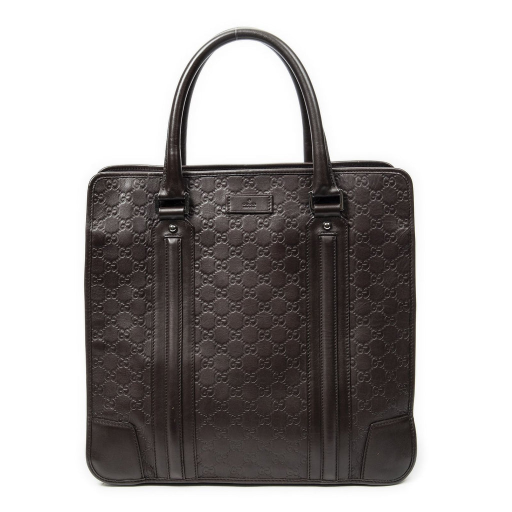 Gucci Large Document Tote Dark Brown Guccissima