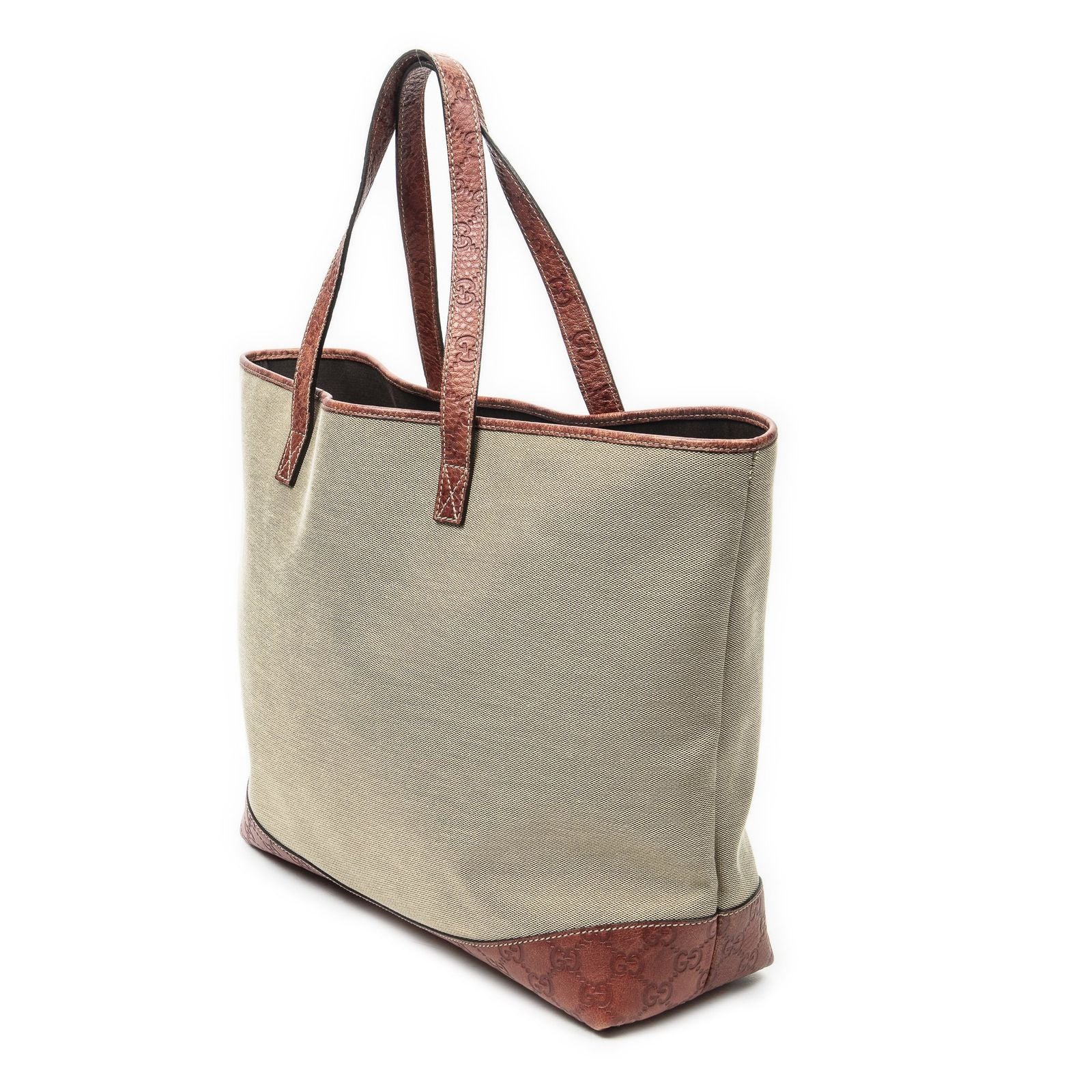 Gucci Radio Pun Tote Beige Red Canvas — view 2