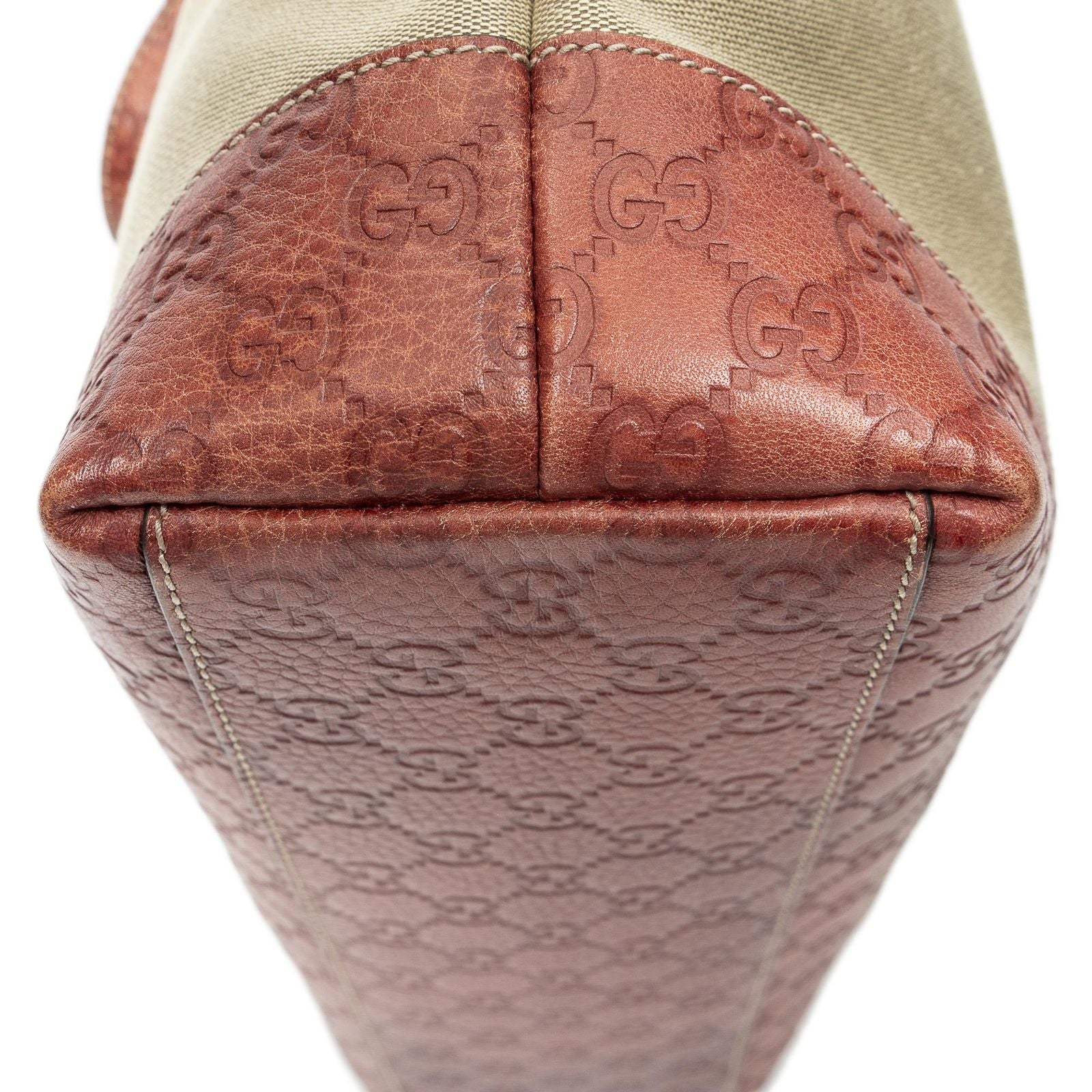 Gucci Radio Pun Tote Beige Red Canvas — view 8