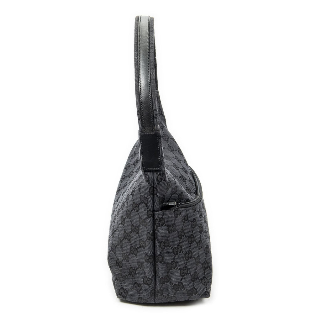 Gucci Front Slip Pocket Hobo Black GG Canvas — view 4