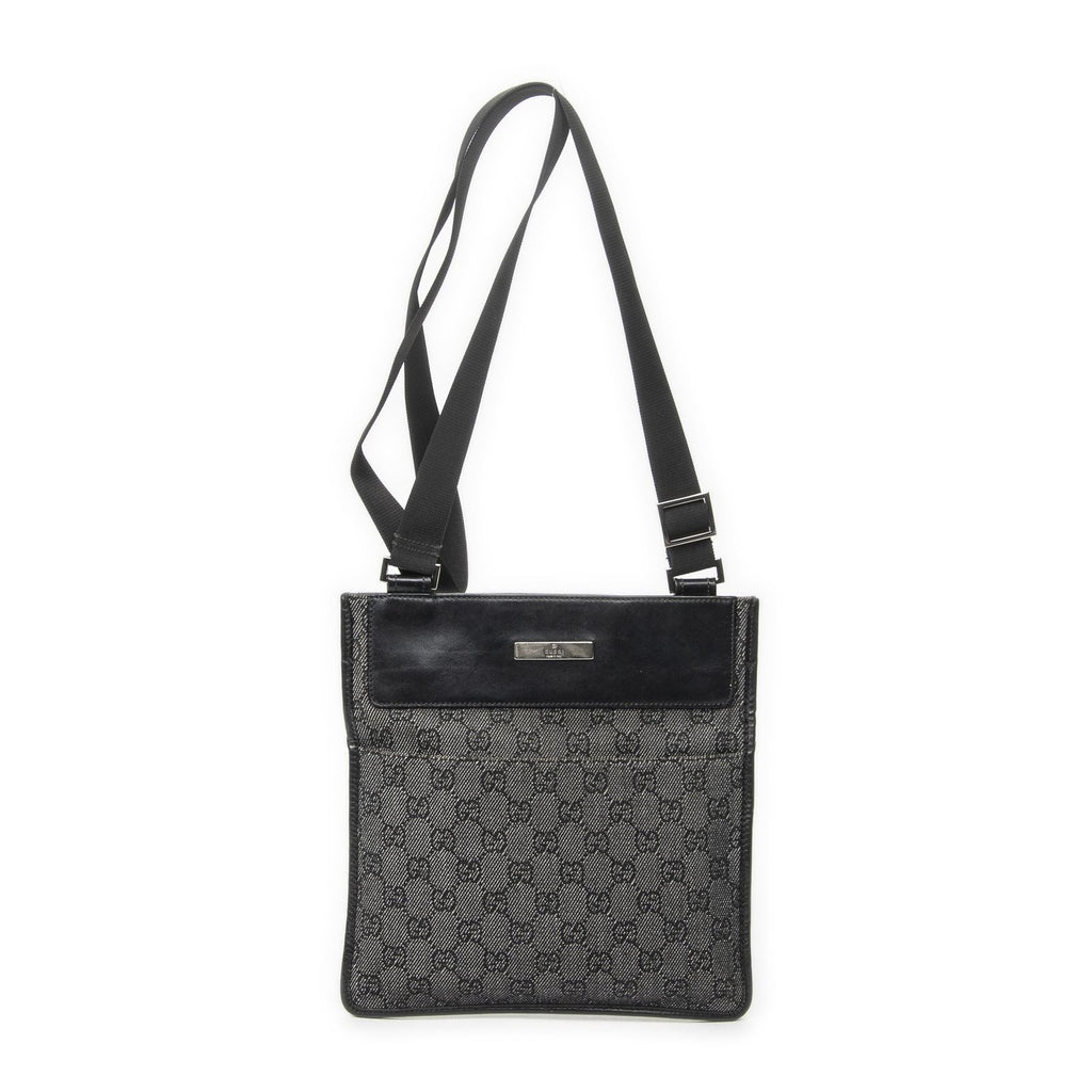 Gucci Small Messenger Gray Black GG Denim Canvas