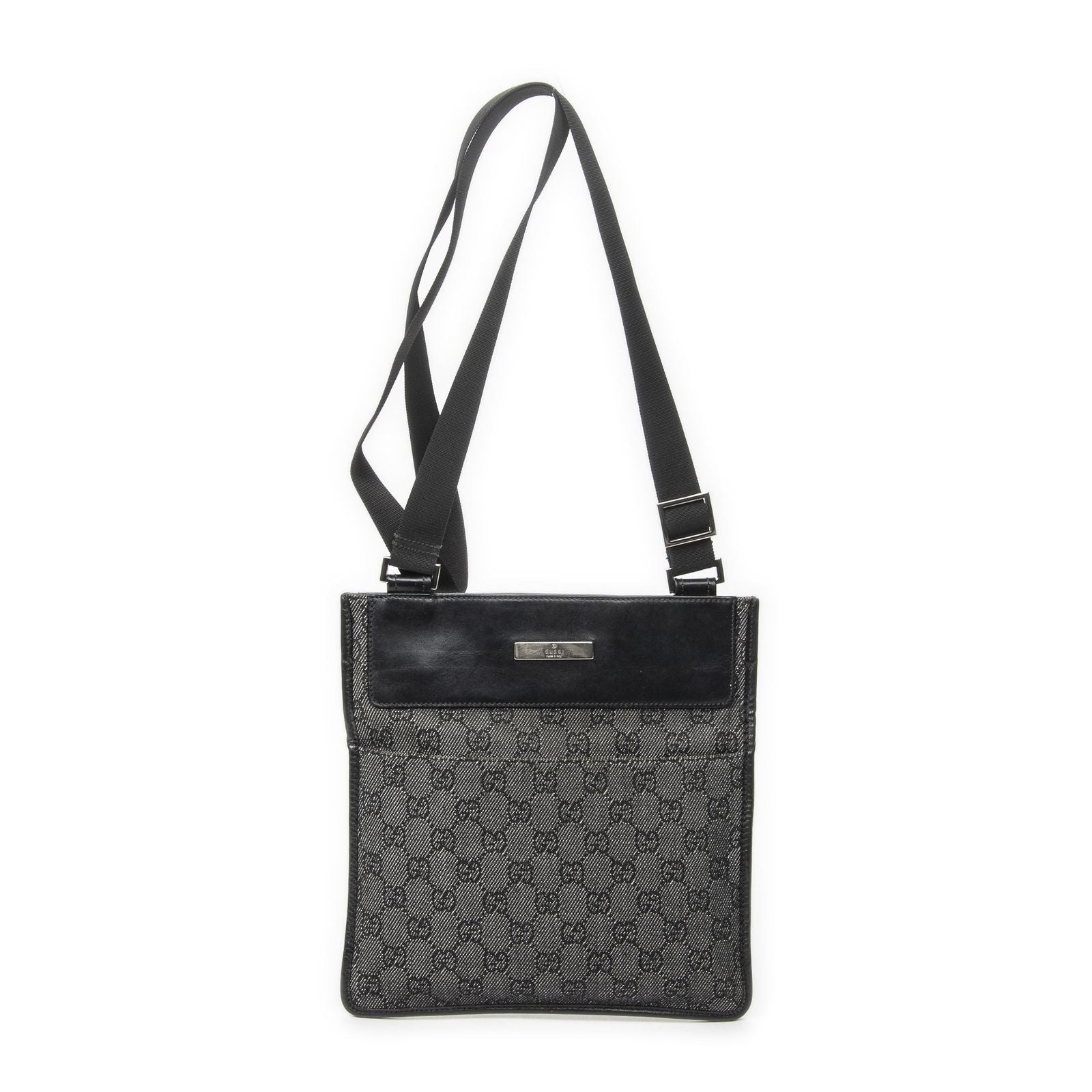 Gucci Small Messenger Gray Black GG Denim Canvas