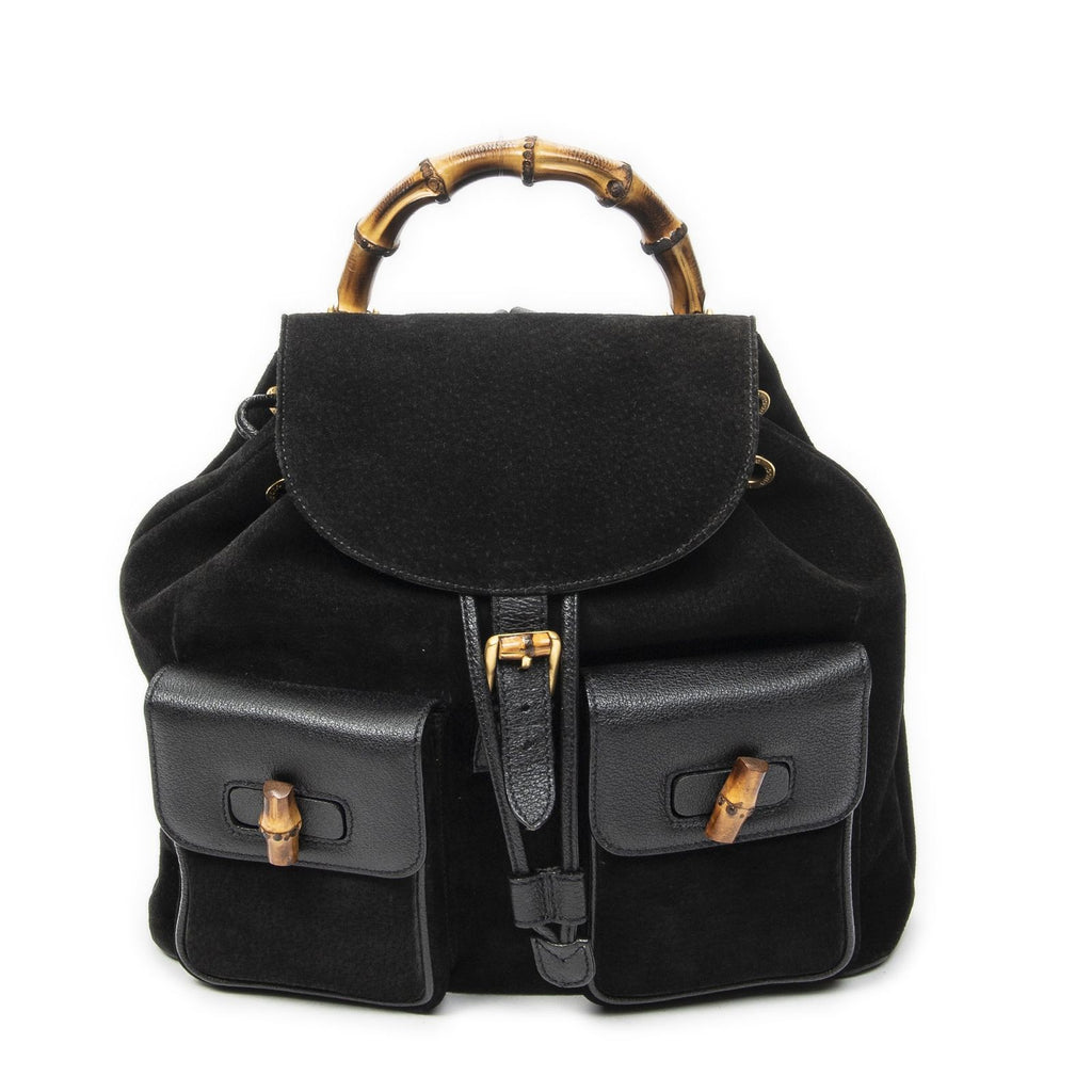 Gucci Rajibanbu Backpack Black Suede Leather