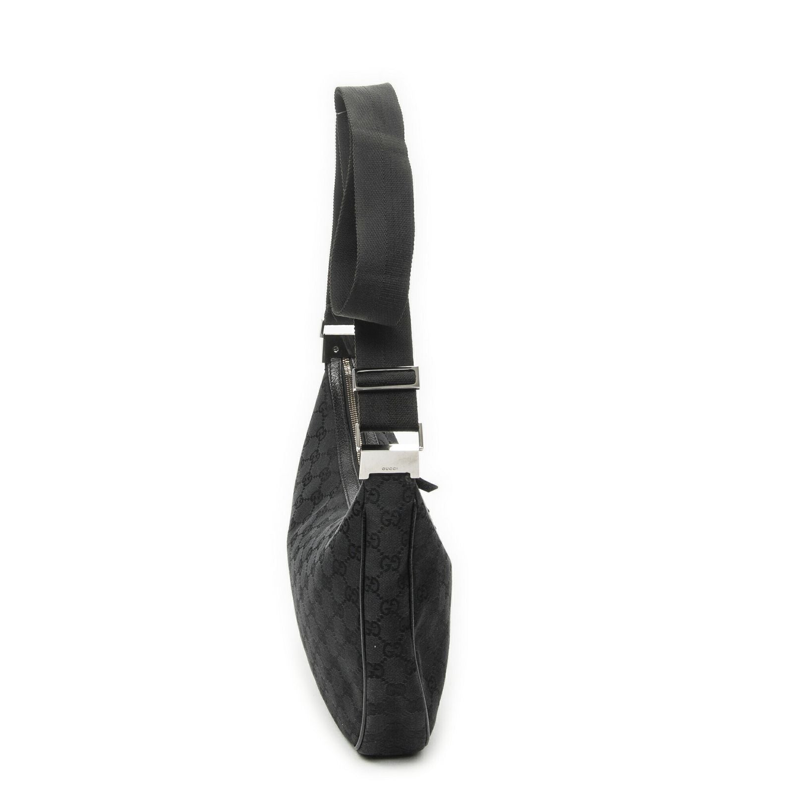 Gucci Round Zip Messenger Black GG Canvas — view 4