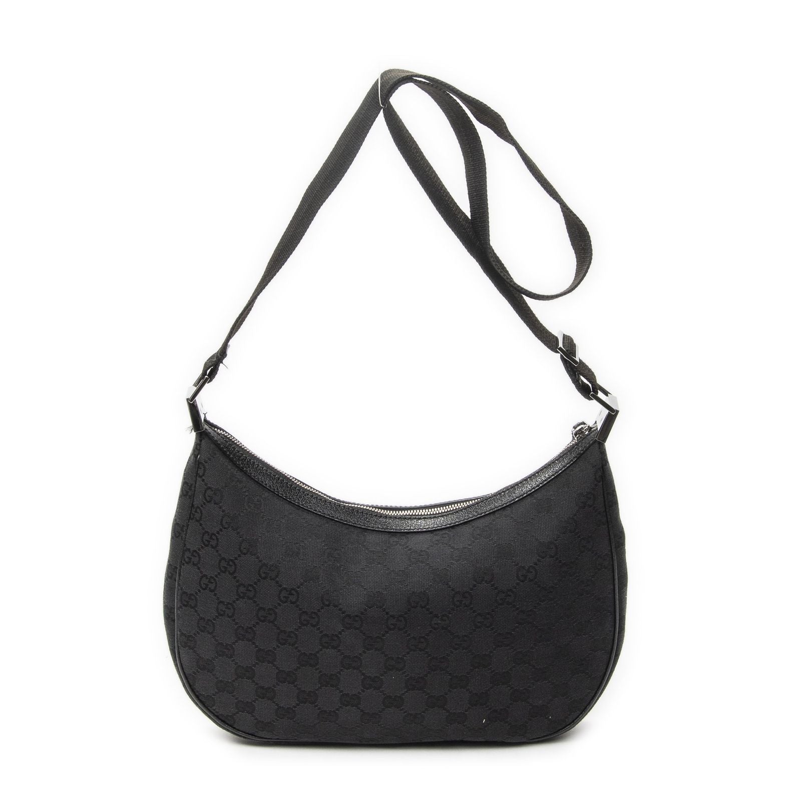 Gucci Round Zip Messenger Black GG Canvas — view 5