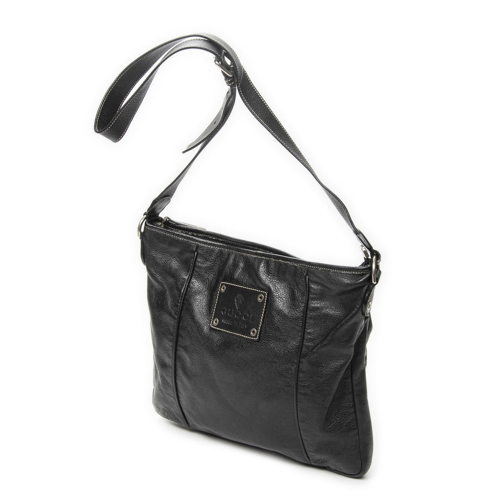 Gucci Selleria Crossbody Black Gray Calfskin Leather — view 2