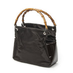 Gucci Top Handle Bamboo Satchel Dark Brown Nylon Canvas — view 2